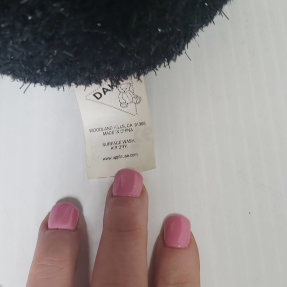 Dakin Black Glitter Bear Plush Red Bow w/Tag by Applause 19" - Picture 6 of 9